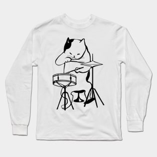 Cat Playing Drums Long Sleeve T-Shirt
